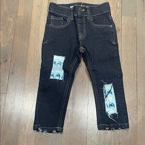 Cat & Jack Dark Blue Jeans with Light Blue Patches